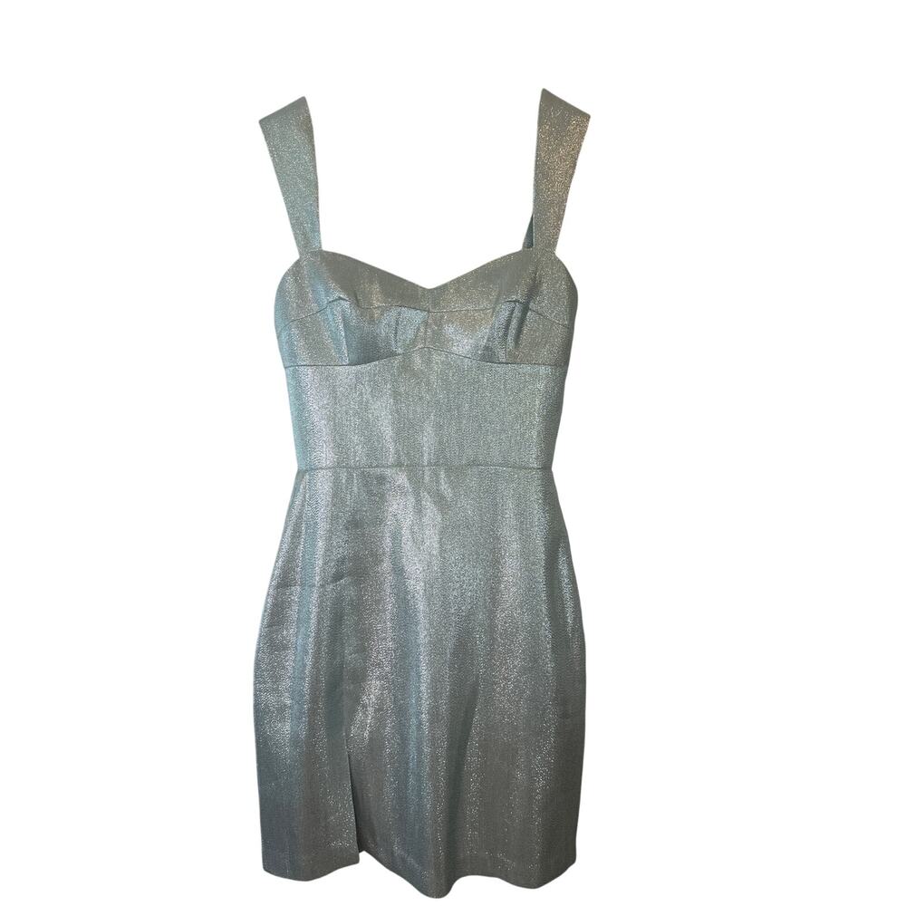 Amanda Uprichard Jordy Metallic Icy Blue Sparkle Mini Cocktail Party Dress Sz S - Picture 3 of 14
